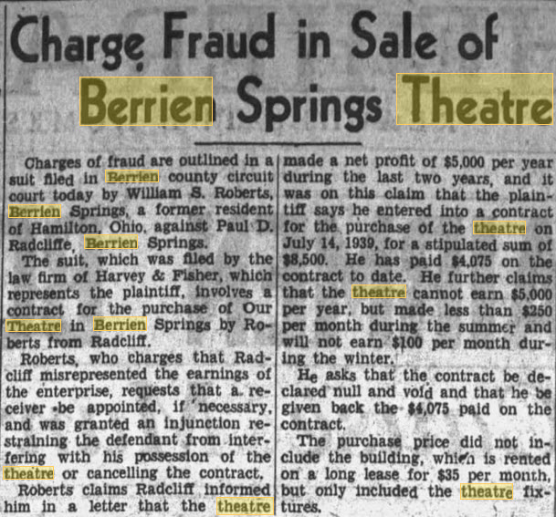 Berry Theatre - 1939 21 Dec